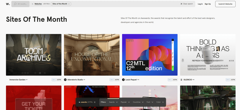 Awwwards are the Website Awards that recognize and promote the talent and effort of the best developers, designers and web agencies in the world.