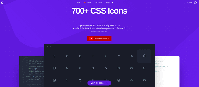 700+ Pure CSS, SVG & Figma UI Icons Available in SVG Sprite, styled-components, NPM & API